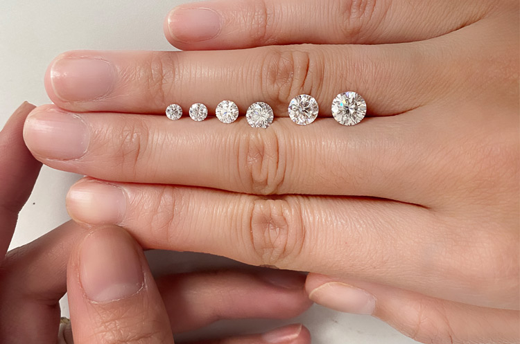 diamonds in different sizes on hand